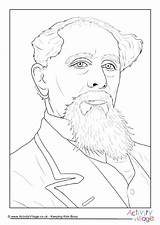 Dickens Charles Colouring Portrait Writers Village Activity Explore sketch template