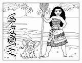 Coloring Moana Pages Kids Disney Printable Pig Princess Print Color Waialiki Pui Cartoon Pua Sheets Children Adult Tui Chief Everfreecoloring sketch template