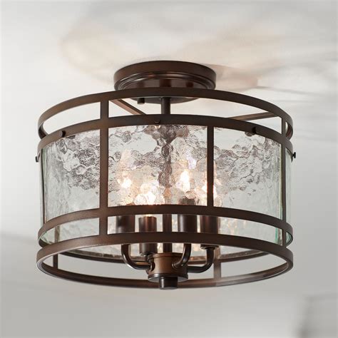 franklin iron works rustic industrial ceiling light semi flush mount fixture oiled bronze