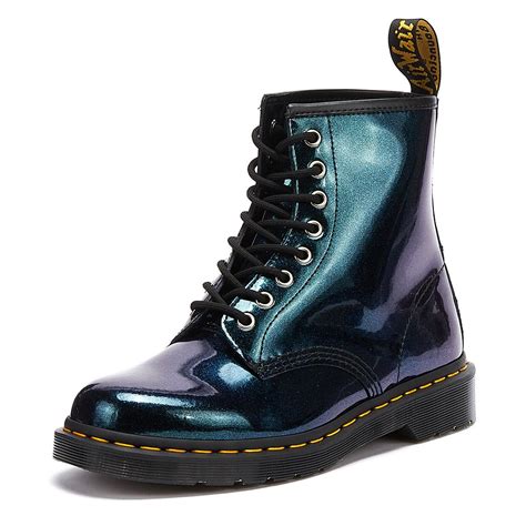 dr martens leather dr martens  patent sparkle womens pacific teal boots  blue lyst