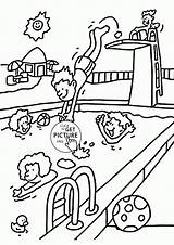 Coloring Summer Fun Pages Printable Kids Pool Popular sketch template