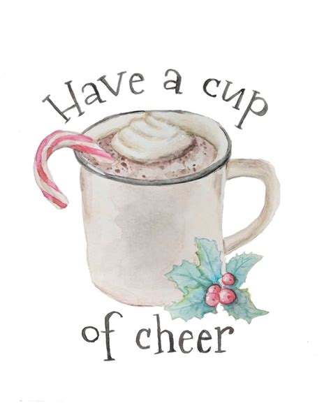 cup  cheer watercolor digital print christmas etsy