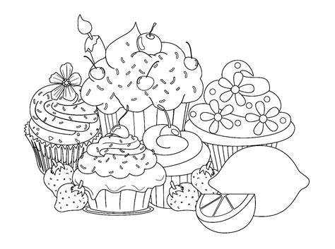 beautiful sweet cupcake pages cupcakes adult coloring pages