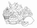 Cupcake Pages Sweet Coloring Beautiful Food Cakes Cup Cupcakes Adult Cake sketch template