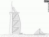 Dubai Coloring Burj Arab Al Pages Buildings Drawings Famous Hotel Printable Emirates Drawing Artificial Island United Building Travel Designlooter Luxury sketch template
