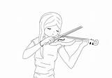 Violin Drawing Girl Playing Clip Anime Lineart Getdrawings sketch template