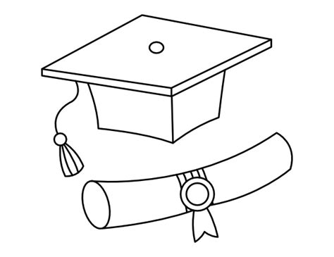 printable diploma  graduation cap coloring page