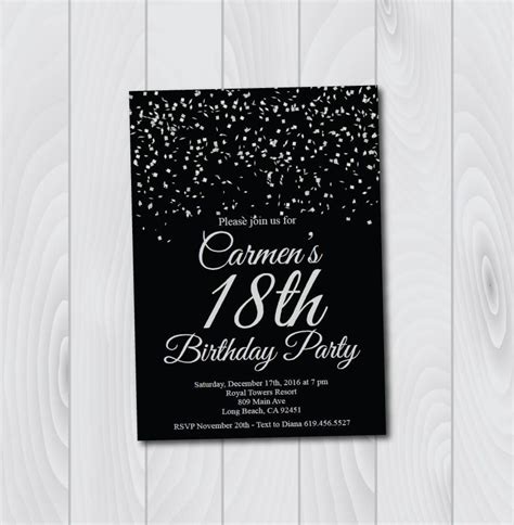 printable birthday invitation card black  white mauriciocatolico