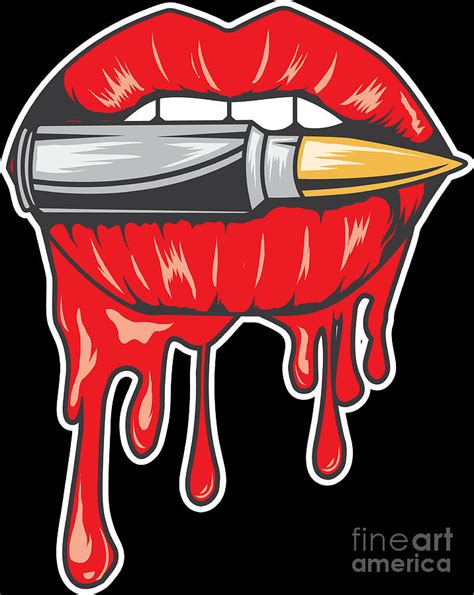 biting the bullet red lipstick lips graphic t digital art by
