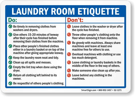 laundry room etiquette sign sku