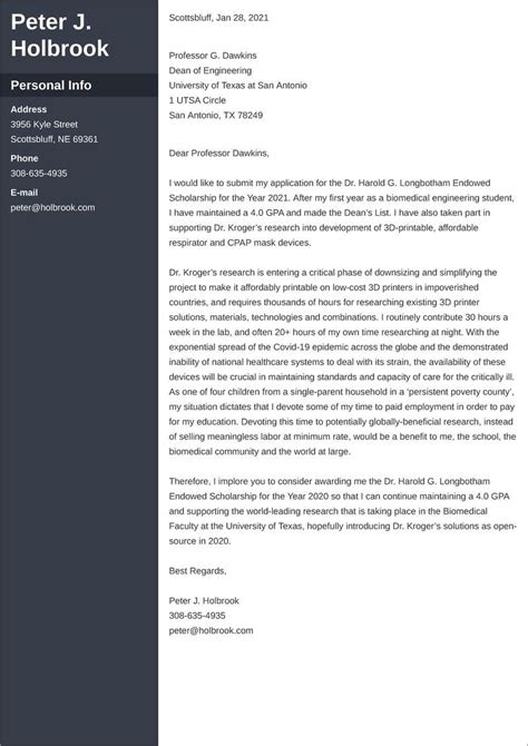 cover letter  scholarship examples templates  fill