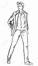 Man Standing Outline Body Male Fashion Drawing Guy Person Clipart Handsome Hand Illustration Model Sketch Men Drawn Shoe Clipartmag Getdrawings sketch template