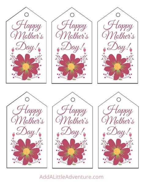 mothers day tags  printables add   adventure mothers