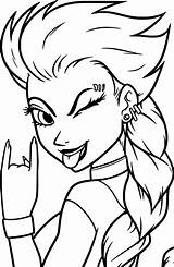 Elsa Coloring Pages Emo Frozen Drawing Punk Drawings Rocker Disney Rock Clipart Anime Girl Cartoon Heart Characters Clipartmag Couple Body sketch template