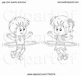 Hula Hoops Exercising Boy Little Girl Bannykh Alex Lineart sketch template