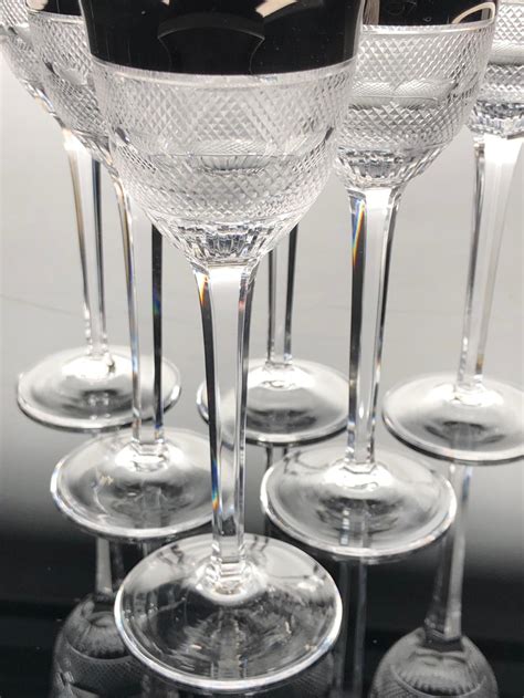 Lot 6pc Moser Splendid Platinum Trimmed Hock Wine Glasses
