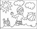 Coloring Beach Kids Printable Pages Playing Popular sketch template