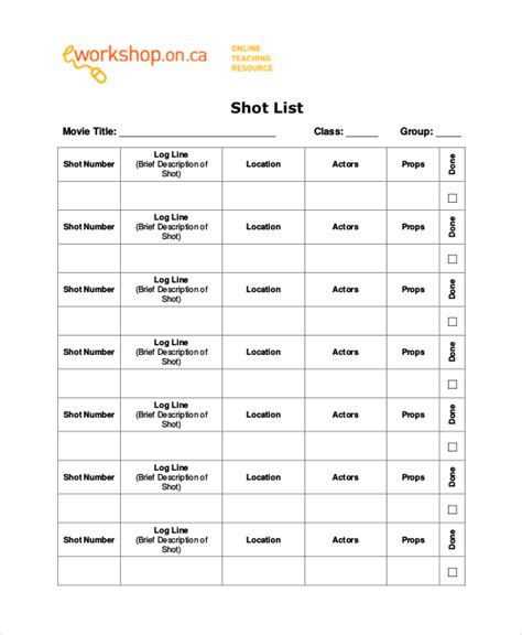 essential elements   involved  shot list template making