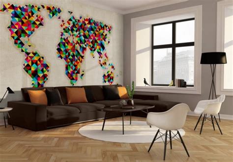 world map wall decorating ideas  interior designs   styles