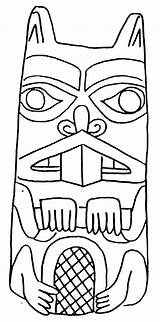 Totem Pole Beaver Coloring Drawing Wolf Pages Poles Native American Easy Animal Craft Sketch Templates Tiki Indian Kids Symbols Clipart sketch template