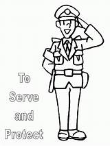 Police Officer Coloring Pages Policeman Kids Drawing Clipart Colouring Color Clip Man Serve Woman Cliparts Protect Do Uniform People Print sketch template