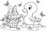 Easter Coloring Duckling Vector Eggs Basket Egg Pages Printable sketch template
