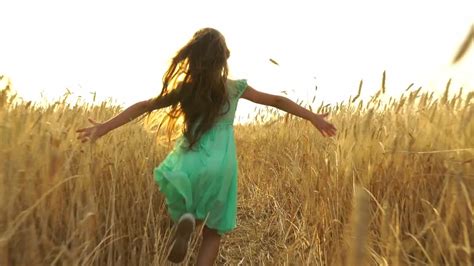 Girl Running Across Field Stock Video Motion Array