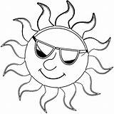 Coloring Sun Sunglasses Summer Wearing Clipart Wecoloringpage Print Library sketch template