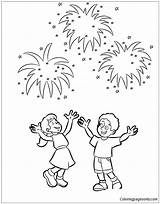 Pages Fireworks Kids Year Coloring Printable Happy Holidays Color sketch template