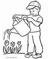 Summer Coloring Pages Flower Watering Plants Color sketch template