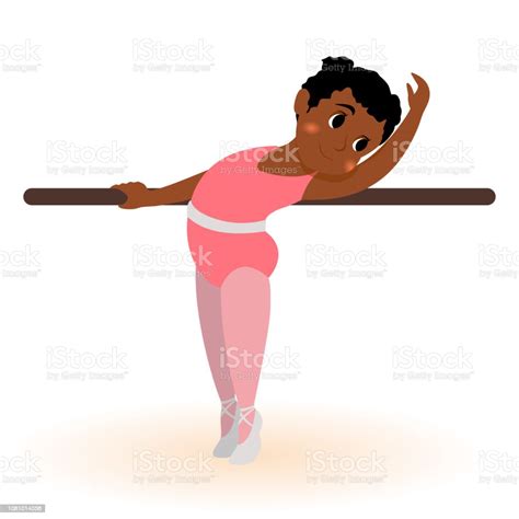 Cute Little Ballerina Doing Exercise At The Barre Stock Illustration