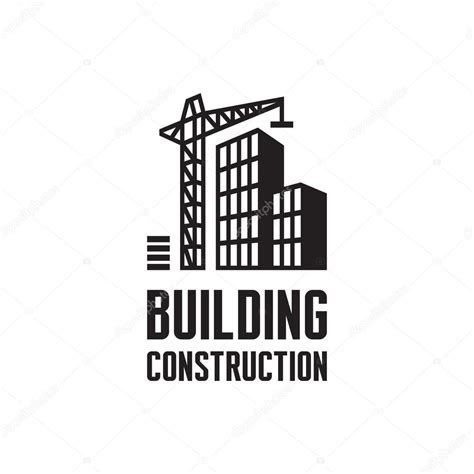 building construction logo illustration crane  building