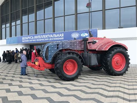 minsk belarus january   exhibition belarus intellectual tractor drone belarus