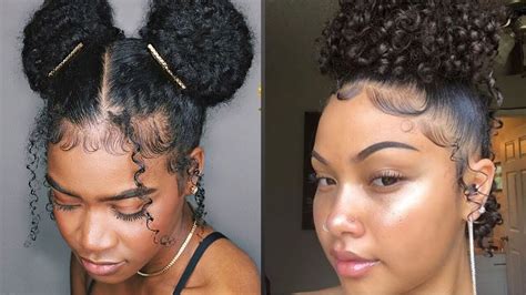 Curly Hair Slayed Edges Compilation 🤎💛 2019 Hairstyles