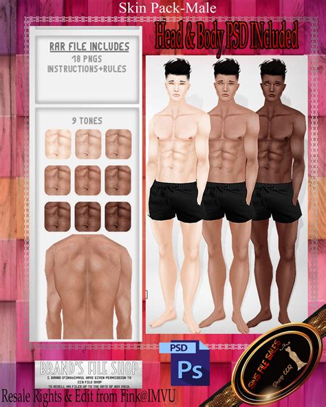 male skin pack  psd imvu shop  file sales