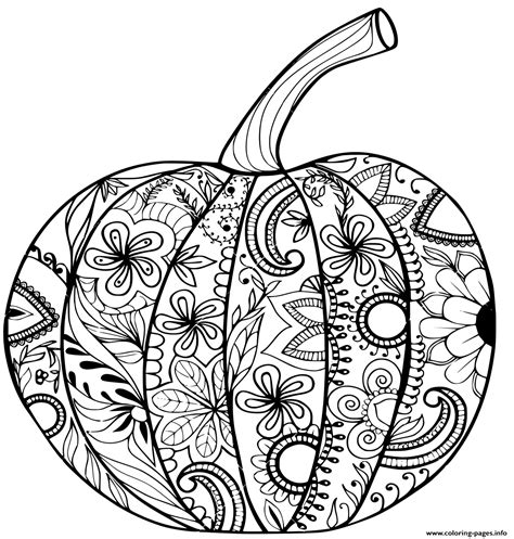 pumpkin  thanksgiving day halloween adult coloring page printable