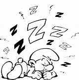 Smurf Coloring Pages Sleeping sketch template