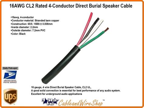 conductor awg stranded copper cl direct burial speaker cable
