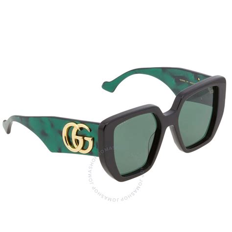 gucci green geometric ladies sunglasses gg0956s 001 54 889652341026