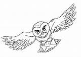 Harry Potter Coloring Pages Goblet Fire Owl Colour Flying Dan sketch template