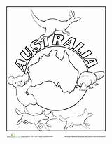 Australie Kleurplaten Worksheet Worksheets Aboriginal Continent Uitprinten Downloaden sketch template