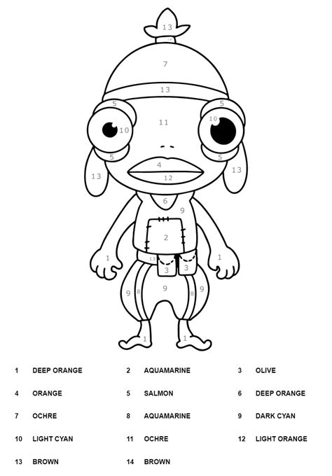 fishstick fortnite color  number coloring page  printable