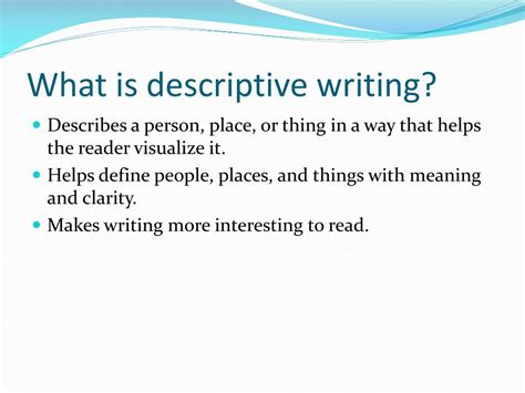 write esse descriptive writing meaning