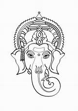 Ganesh Ganesha Coloring Pages Hindu Drawing Gods Kids Tattoo Mythology Ganpati Goddesses Simple Lord Face Mask Painting Getcolorings Head Bal sketch template