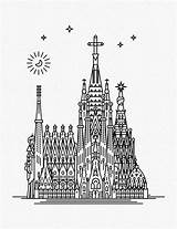 Sagrada Gaudi Barcino Durieux sketch template