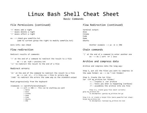 linux shell cheat sheet linux command line cheat sheet