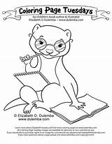 Homework Coloring Doing Weasel Pages Tuesdays Dulemba Animals Tuesday Getdrawings Ferret His Choose Board sketch template