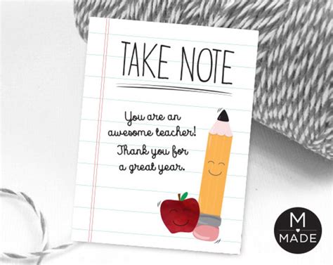 note youre  awesome teacher teacher gift tag etsy