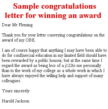 sample congratulation letters writing letters formats examples