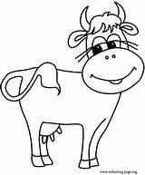 Cow Coloring Pages Printable Animal Domestic Smiling Cute sketch template